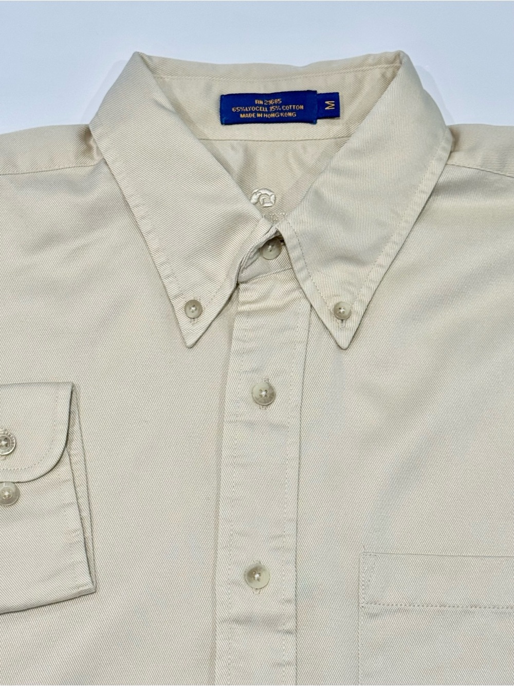 Pendleton Men's Medium Long Sleeve Button Down Dress Shirt Tan Cream Office